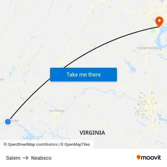 Salem to Neabsco map