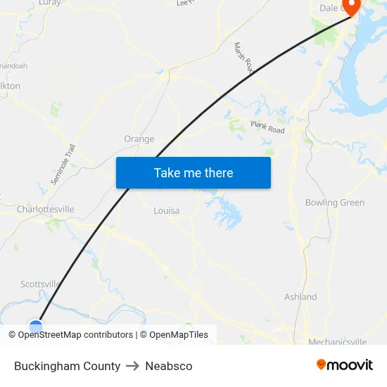 Buckingham County to Neabsco map