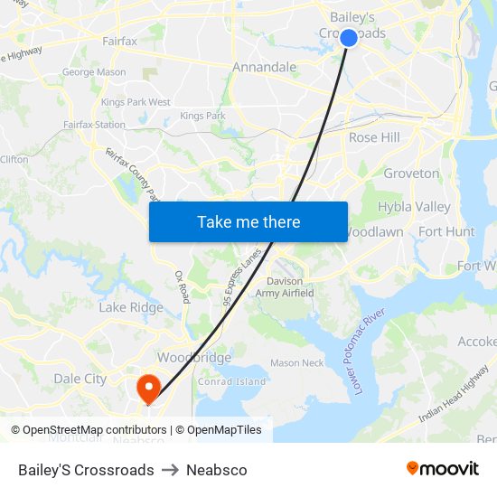 Bailey'S Crossroads to Neabsco map