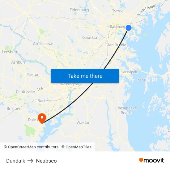 Dundalk to Neabsco map