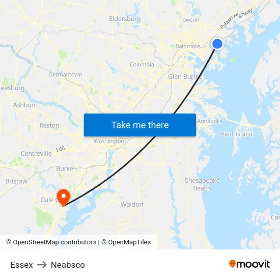 Essex to Neabsco map