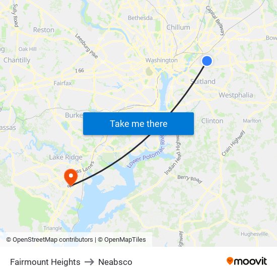 Fairmount Heights to Neabsco map