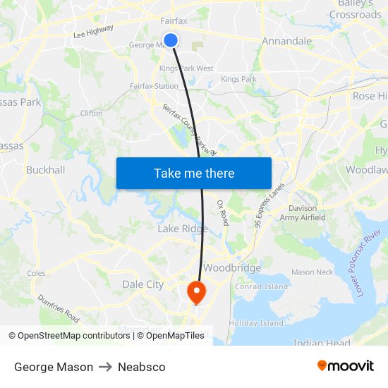 George Mason to Neabsco map