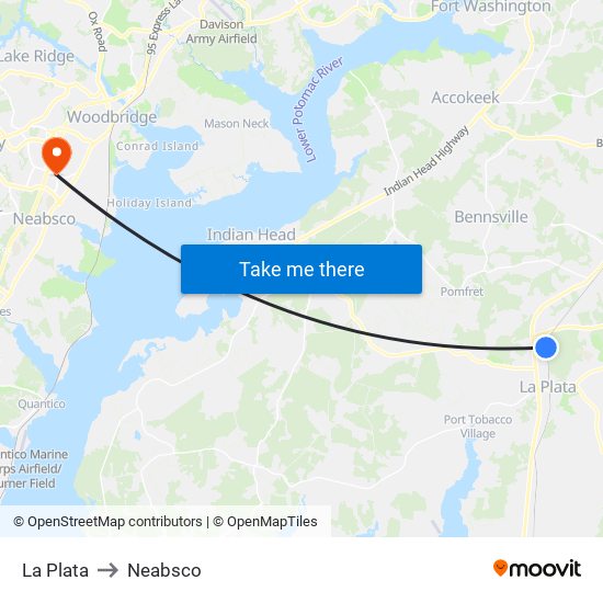 La Plata to Neabsco map