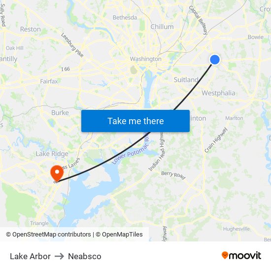 Lake Arbor to Neabsco map