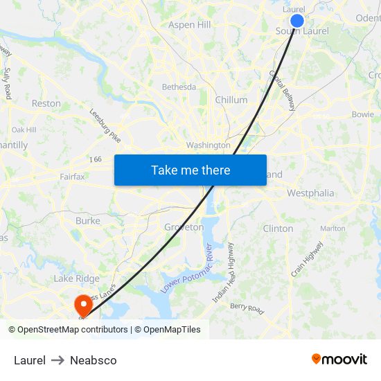 Laurel to Neabsco map