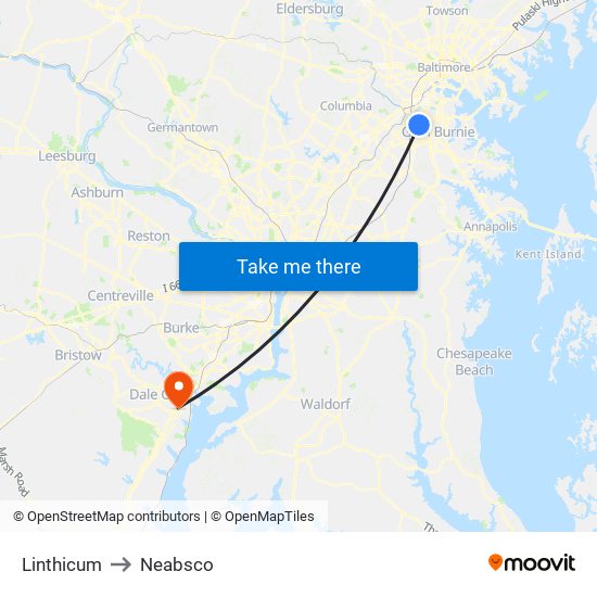 Linthicum to Neabsco map