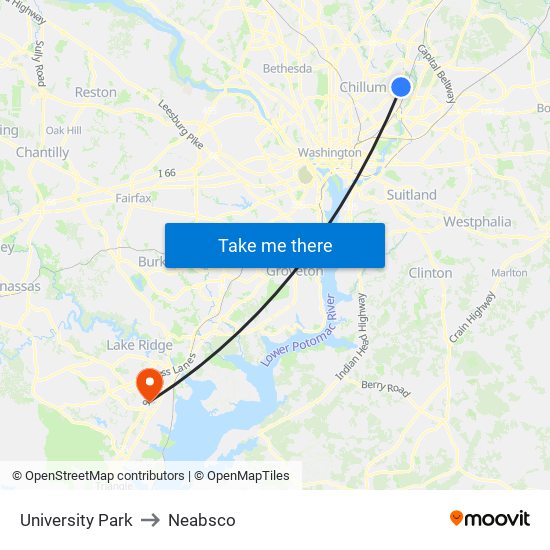 University Park to Neabsco map