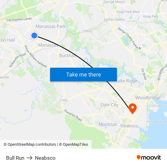 Bull Run to Neabsco map