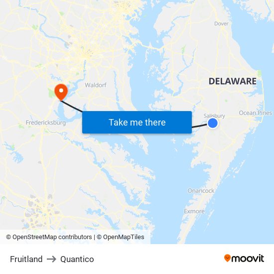 Fruitland to Quantico map