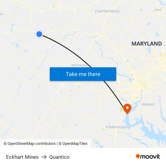 Eckhart Mines to Quantico map