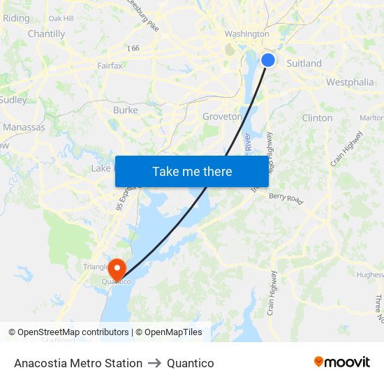 Anacostia Metro Station to Quantico map