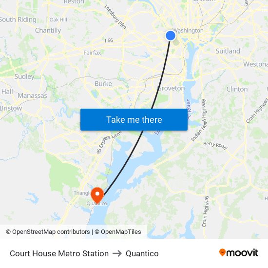 Court House Metro Station to Quantico map