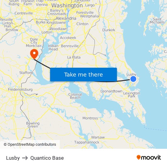 Lusby to Quantico Base map