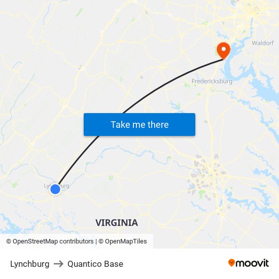 Lynchburg to Quantico Base map