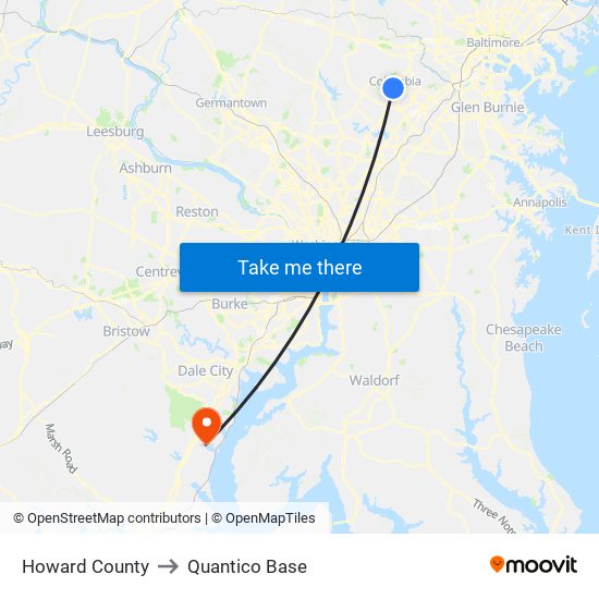 Howard County to Quantico Base map