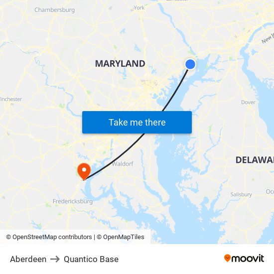 Aberdeen to Quantico Base map