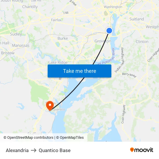 Alexandria to Quantico Base map