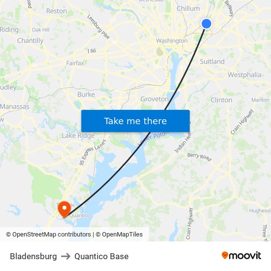 Bladensburg to Quantico Base map