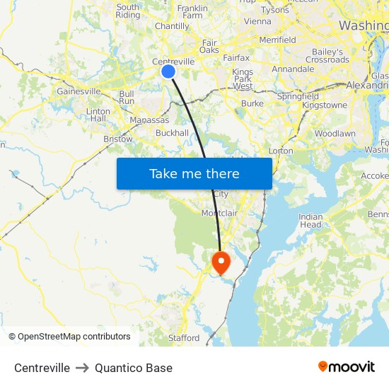 Centreville to Quantico Base map