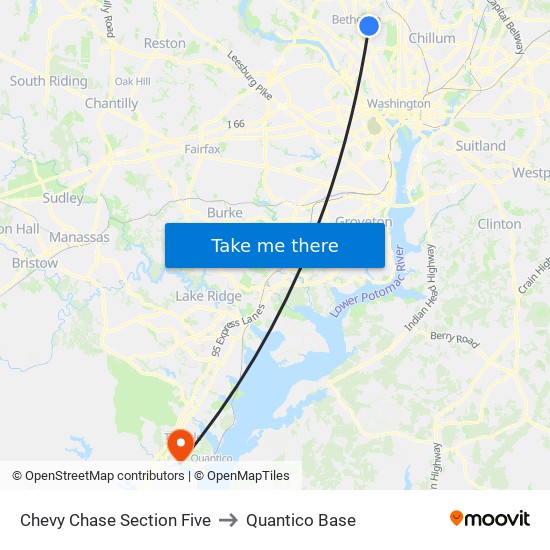 Chevy Chase Section Five to Quantico Base map