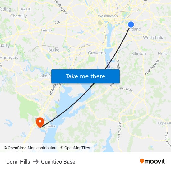 Coral Hills to Quantico Base map