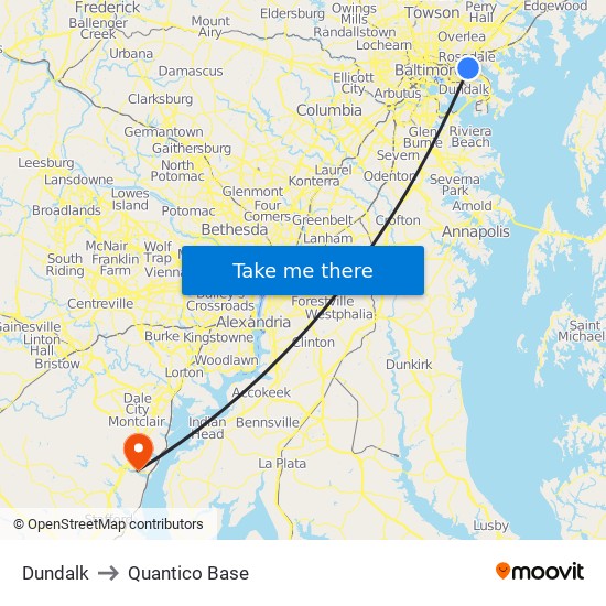 Dundalk to Quantico Base map