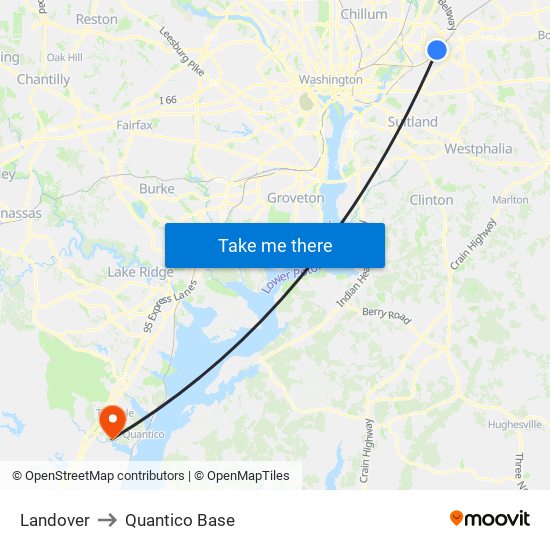 Landover to Quantico Base map