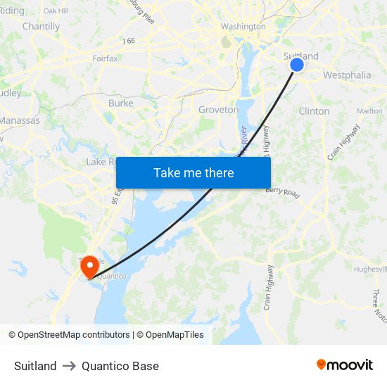 Suitland to Quantico Base map