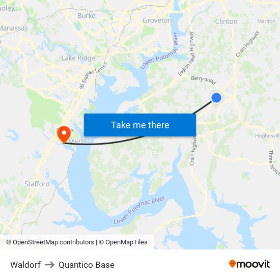 Waldorf to Quantico Base map