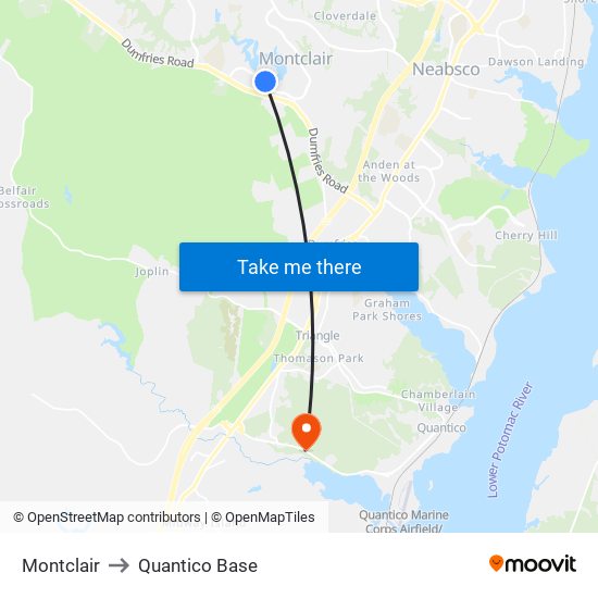 Montclair to Quantico Base map