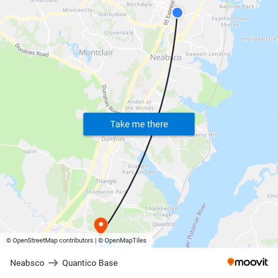 Neabsco to Quantico Base map