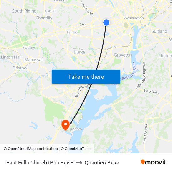 East Falls Church+Bay B to Quantico Base map