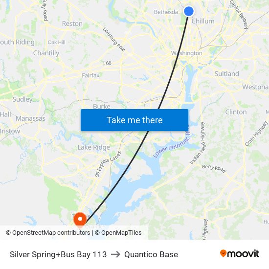 Silver Spring+Bay 113 to Quantico Base map