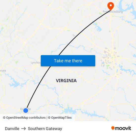 Danville to Southern Gateway map