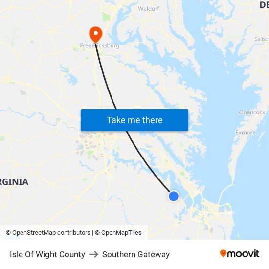 Isle Of Wight County to Southern Gateway map