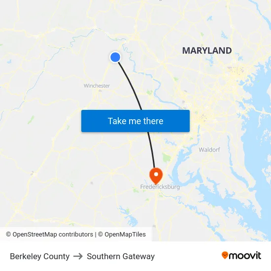 Berkeley County to Southern Gateway map