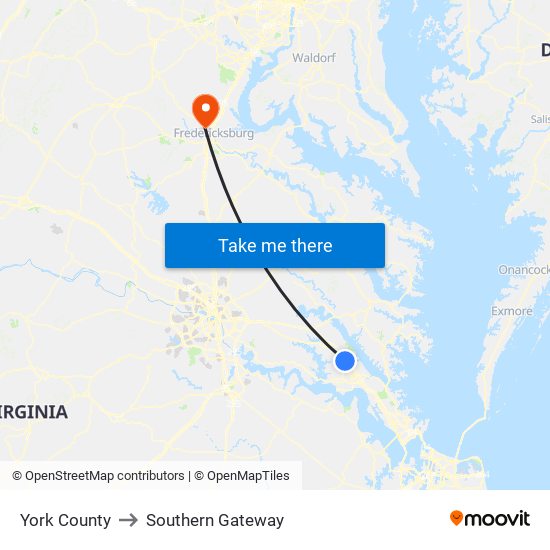 York County to Southern Gateway map