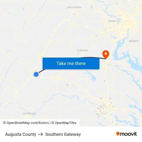 Augusta County to Southern Gateway map