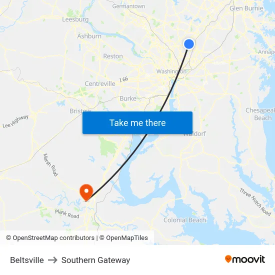 Beltsville to Southern Gateway map