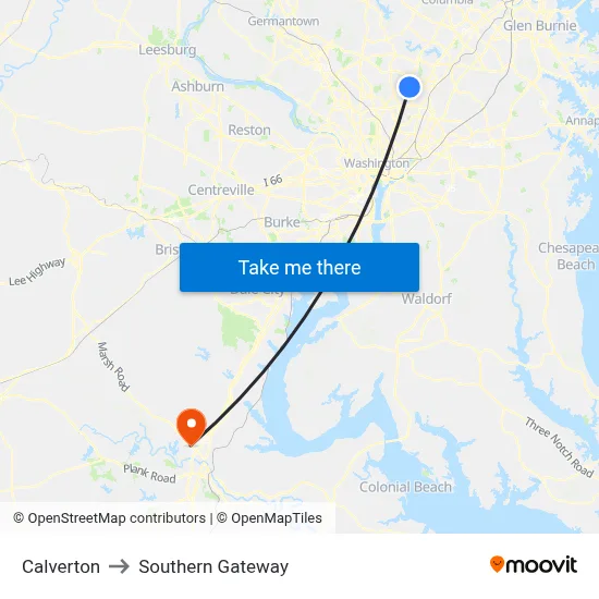 Calverton to Southern Gateway map