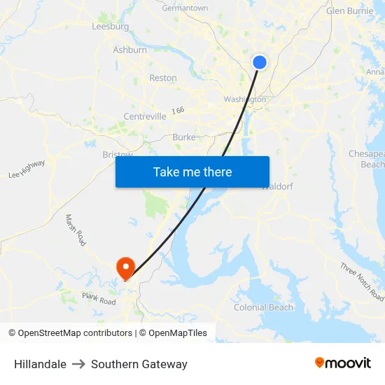 Hillandale to Southern Gateway map