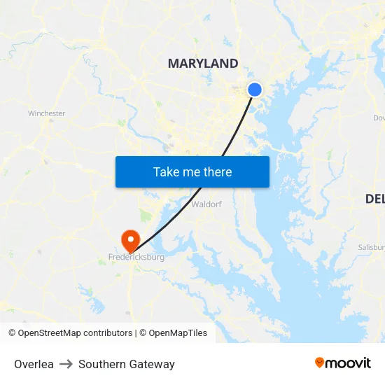 Overlea to Southern Gateway map