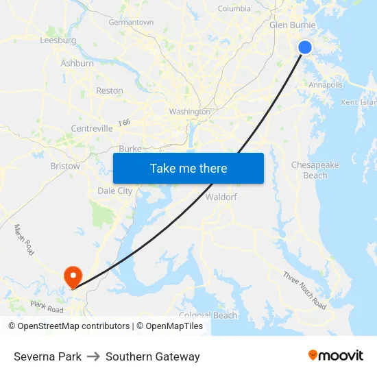 Severna Park to Southern Gateway map