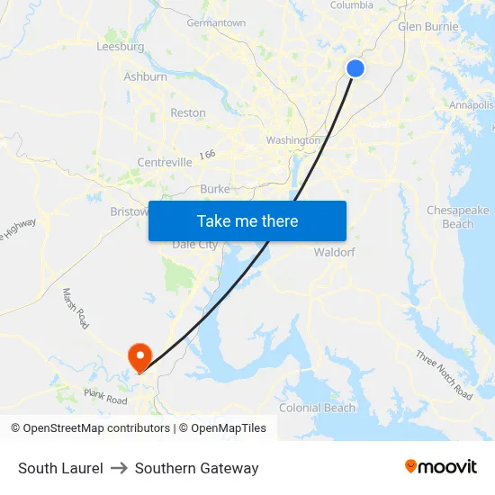 South Laurel to Southern Gateway map