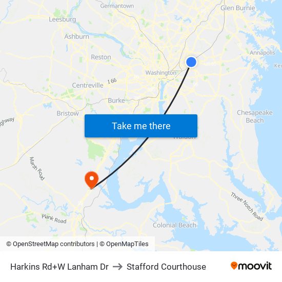 Harkins Rd+W Lanham Dr to Stafford Courthouse map