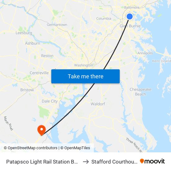 Patapsco Light Rail Station Bay 3 to Stafford Courthouse map