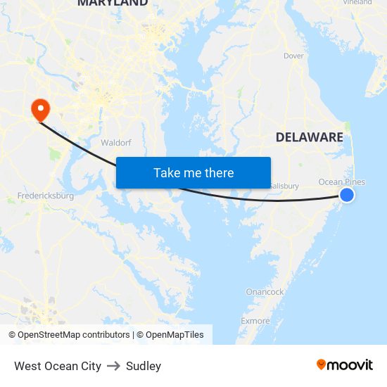 West Ocean City to Sudley map