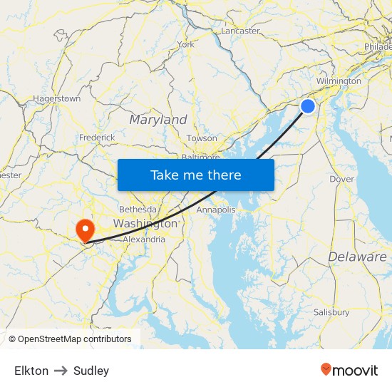 Elkton to Sudley map