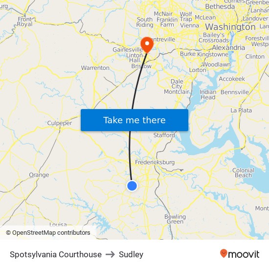 Spotsylvania Courthouse to Sudley map